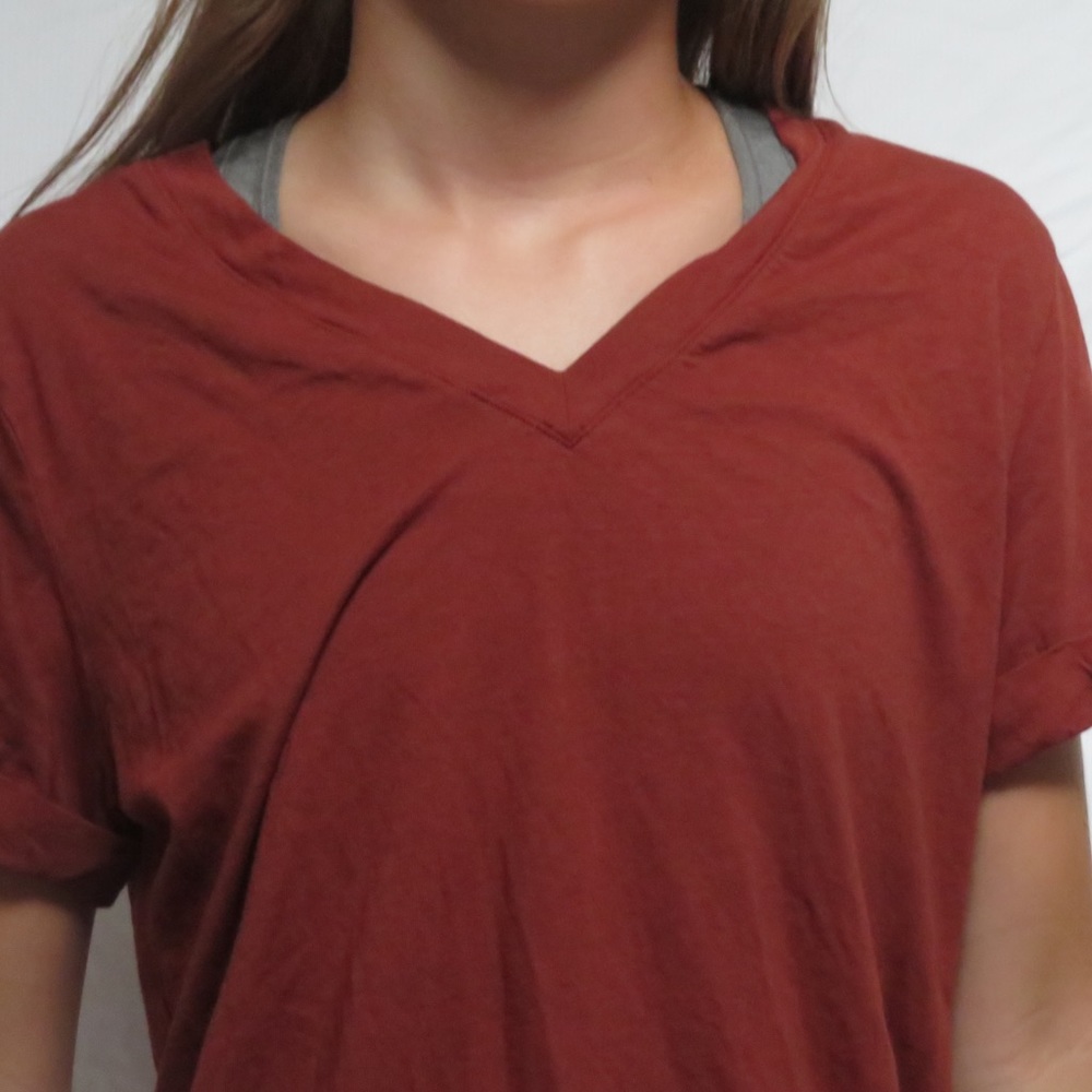 burnt orange v neck